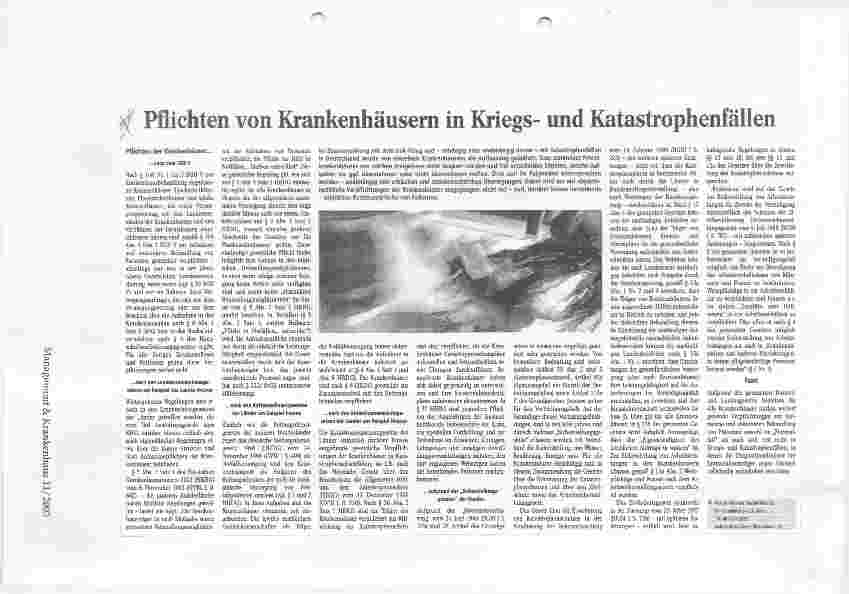 Vorschauseite 1: Pflichten von Krankenhäusern in Kriegsund Katastrophenfällen