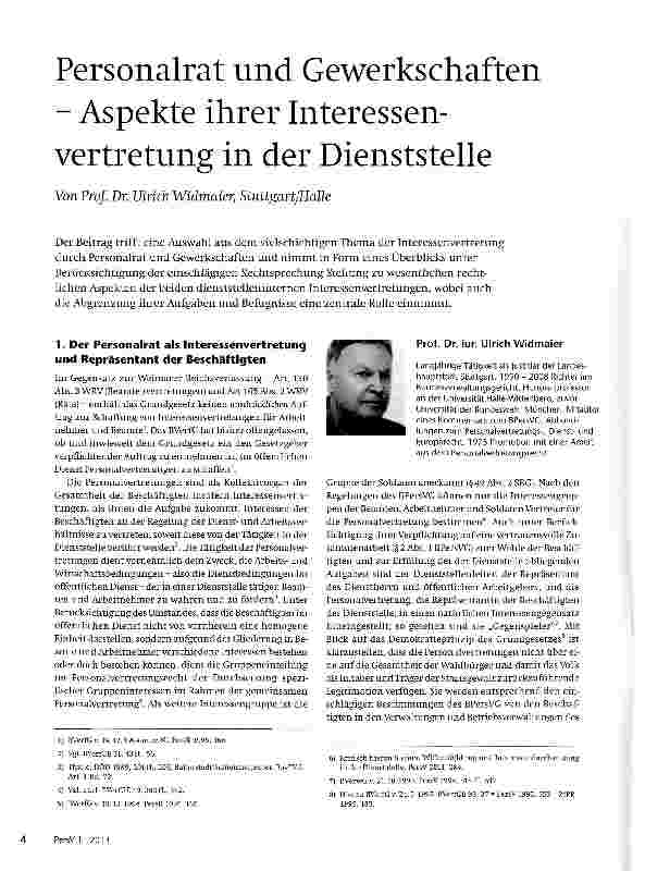 Vorschauseite 1: Personalrat und Gewerkschaften - Aspekte ihrer Interessenvertretung in der Dienststelle
