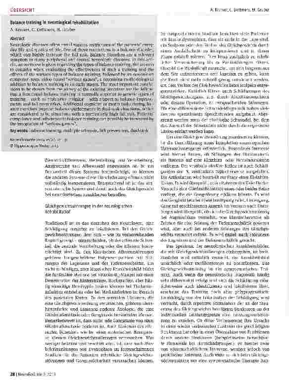 Vorschauseite 2: Gleichgewichtstraining in der neurologischen Rehabilitation