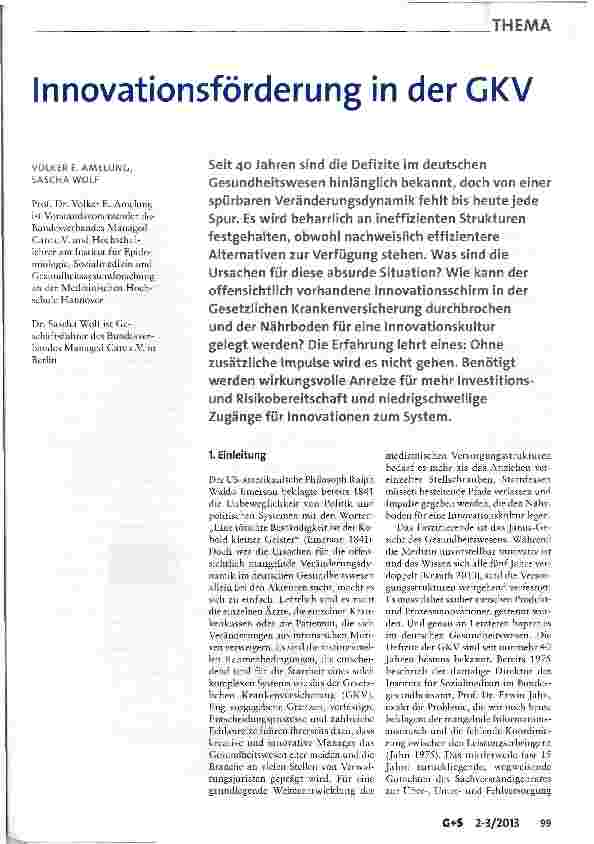 Vorschauseite 1: Innovationsförderung in der GKV