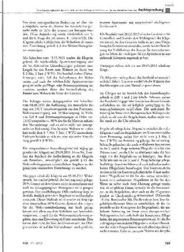 Vorschauseite 3: Zum Anwendungsbereich des WTG-Berlin auf eine Wohngemeinschaft von an Demenz erkrankten Menschen