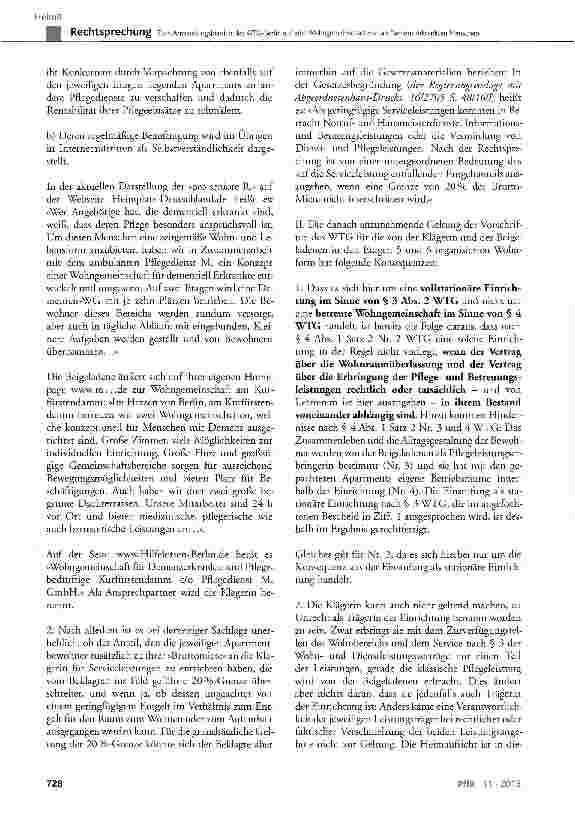 Vorschauseite 6: Zum Anwendungsbereich des WTG-Berlin auf eine Wohngemeinschaft von an Demenz erkrankten Menschen