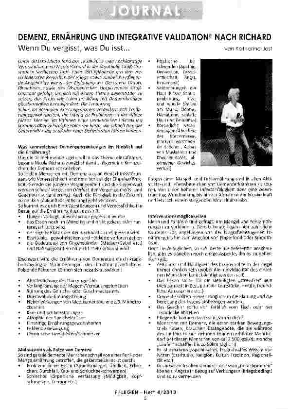 Vorschauseite 1: DEMENZ, ERNÄHRUNG UND INTEGRATIVE VALIDATION® NACH RICHARD