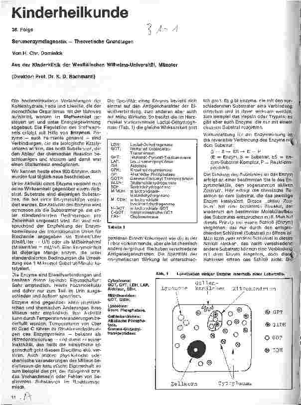 Vorschauseite 1: Kinderheilkunde 36. Folge: Serumenzymdiagnostik - Theoretische Grundlagen