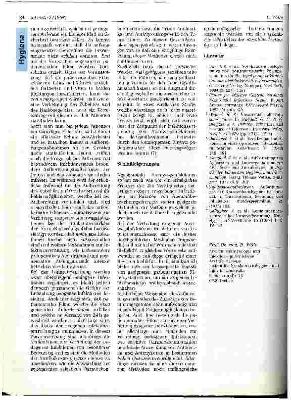 Vorschauseite 3: Aktuelle und neue Methoden der Verhütung von Infektionen des Respirationstraktes bei Intubationsnarkosen und bei der Langzeitbeatmung
