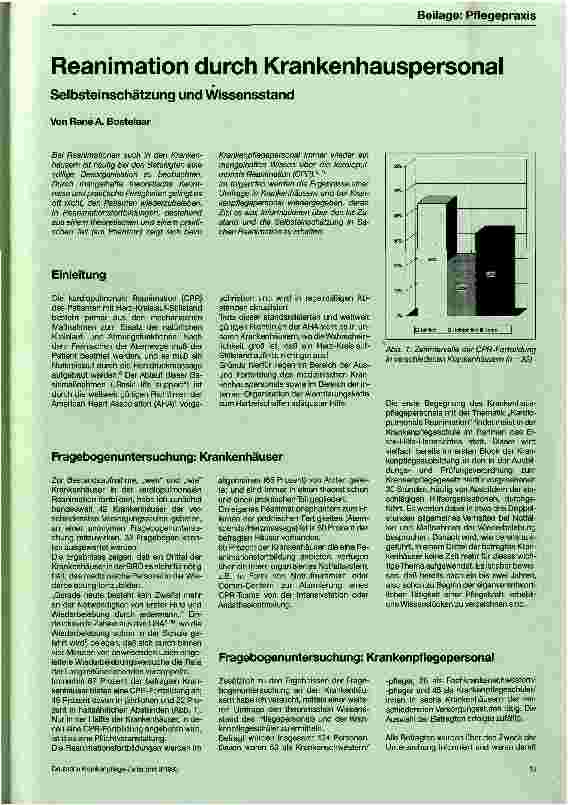 Vorschauseite 1: Reanimation durch Krankenhauspersonal Selbsteinschätzung und Wissensstand