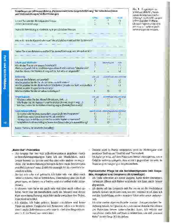 Vorschauseite 4: Klientenzentrierte Gesprächsführung Erste Erfahrungen zur Weiterbildung in einem Bezirkskrankenhaus