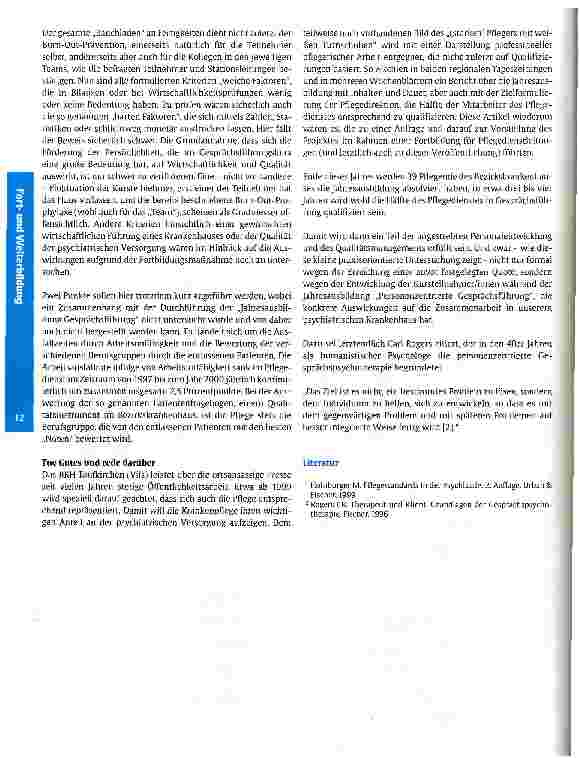 Vorschauseite 6: Klientenzentrierte Gesprächsführung Erste Erfahrungen zur Weiterbildung in einem Bezirkskrankenhaus