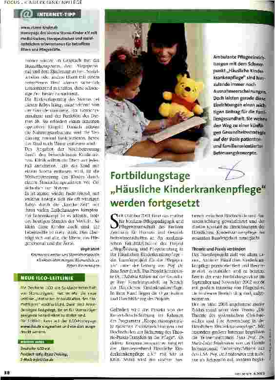 Vorschauseite 1: Fortbildungstage Häusliche Kinderkrankenpflege werden fortgesetzt
