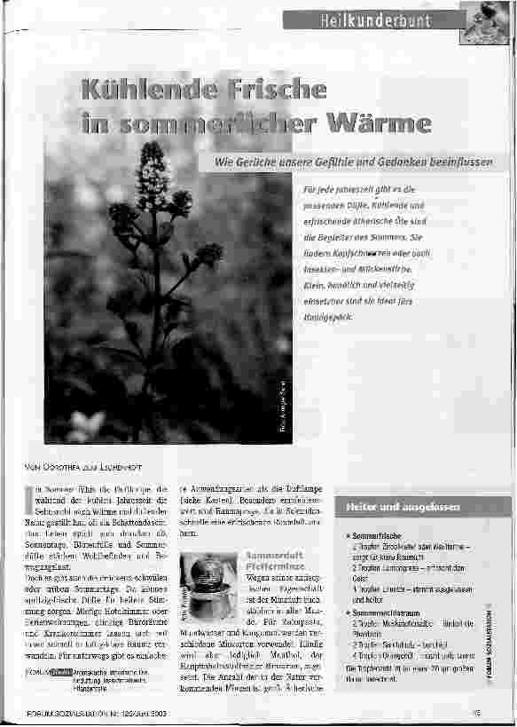 Vorschauseite 1: Kühlende Frische in sommerlicher Wärme Wie Gerüche unsere Gefühle und Gedanken beeinflussen
