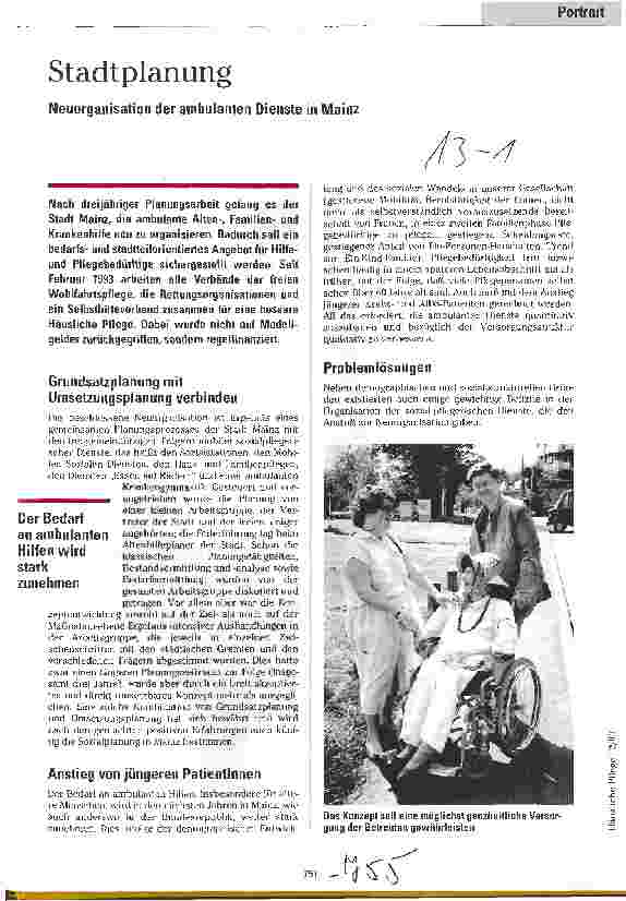 Vorschauseite 1: Stadtplanung Neuorganisation der ambulanten Dienste im Mainz