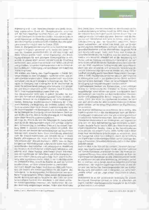 Vorschauseite 2: Wackelzähne in der Ergotherapie. Wie Eltern und Erzieher die Transition vom Kindergarten in die Grundschule erleben Auswirkungen und Perspektiven. Eine qualitative Studie