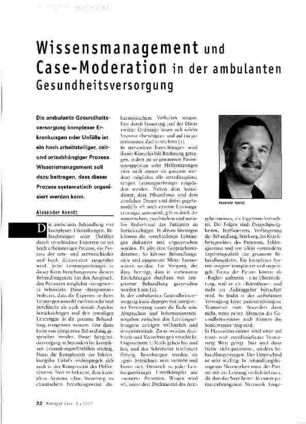 Vorschauseite 1: Wissensmanagement undCase-Moderation in der ambulanten Gesundheitsversorgung