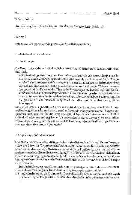 Vorschauseite 2: Leibliche Autonomie Zum Umgang mit Ambivalenzen des Autonomiebegriffs in der »individualisierten Medizin«