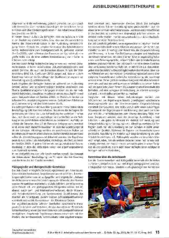 Vorschauseite 3: Arbeitstherapie auf dem Vormarsch Sind Ergotherapeutlnnen prädestiniert für eine Tätigkeit als Job Coach?