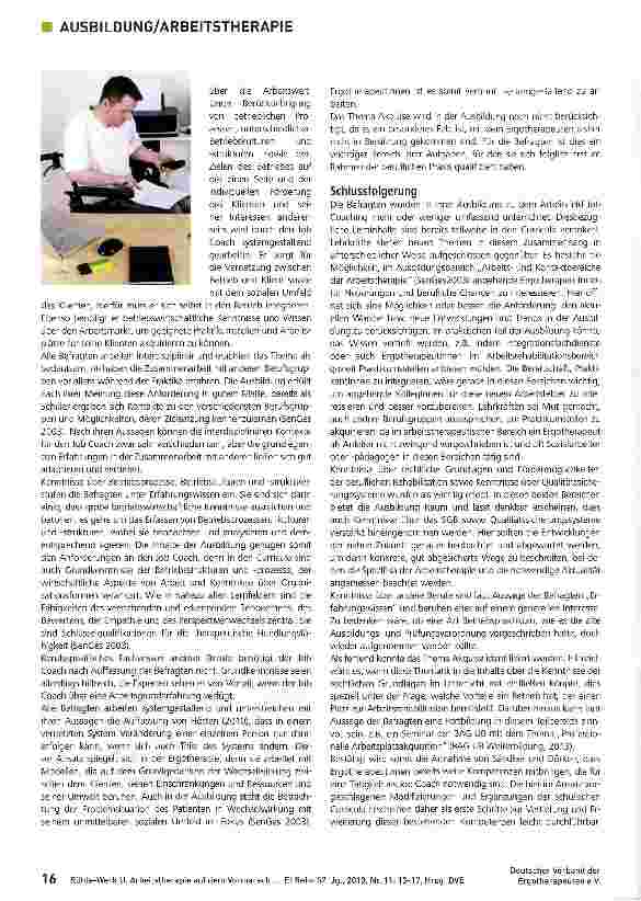 Vorschauseite 4: Arbeitstherapie auf dem Vormarsch Sind Ergotherapeutlnnen prädestiniert für eine Tätigkeit als Job Coach?