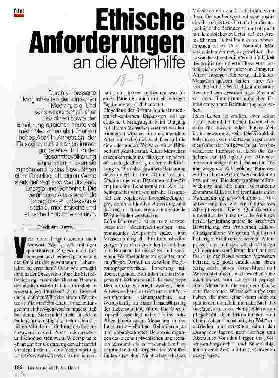 Vorschauseite 1: Ethische Anforderungen an die Altenhilfe