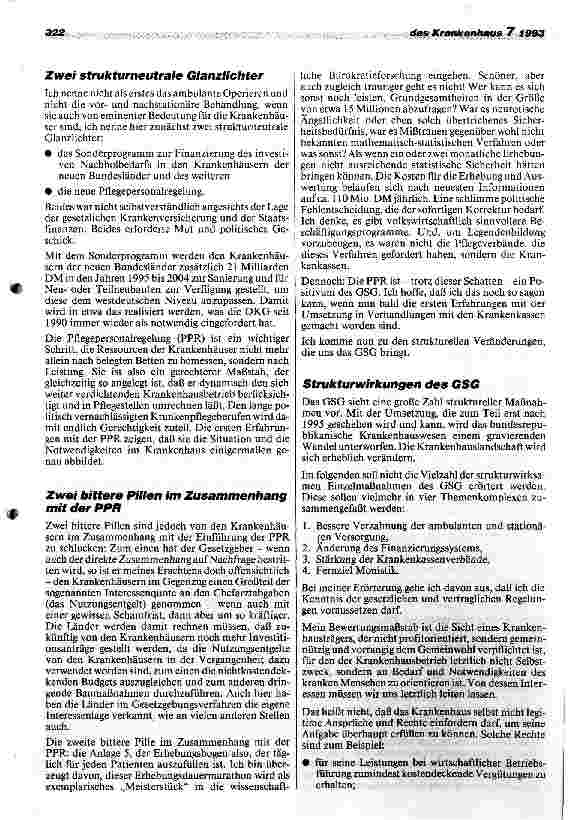 Vorschauseite 4: Risiko und Chancen des GesundheitsStrukturGesetzes: Die Zukunft der Krankenhäuser steht auf dem Spiel