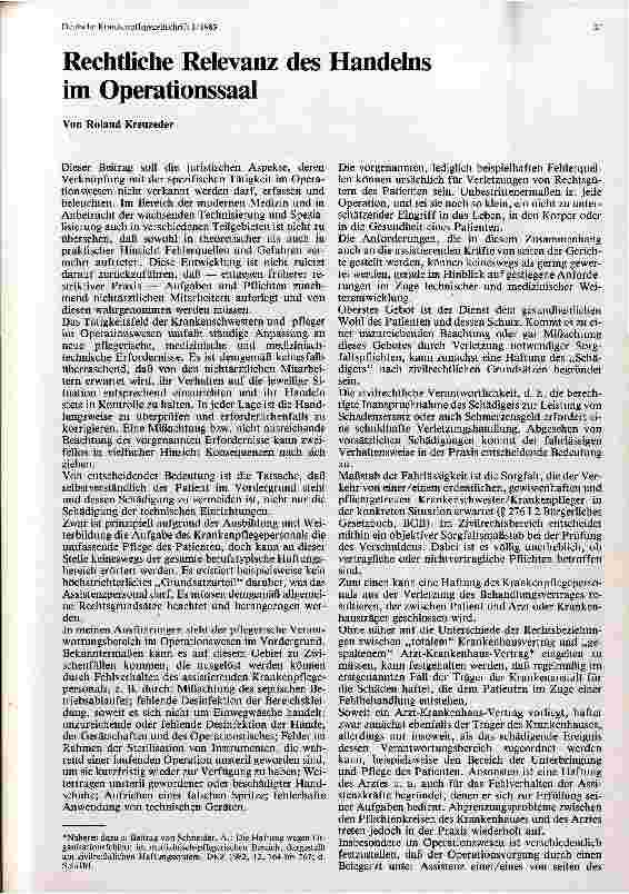 Vorschauseite 1: Rechtliche Relevanz des Handelns im Operationssaal