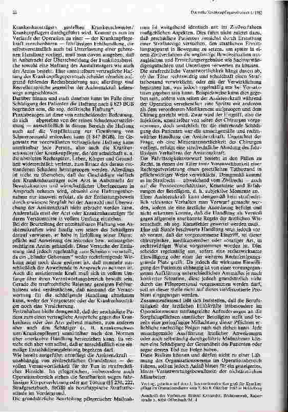 Vorschauseite 2: Rechtliche Relevanz des Handelns im Operationssaal