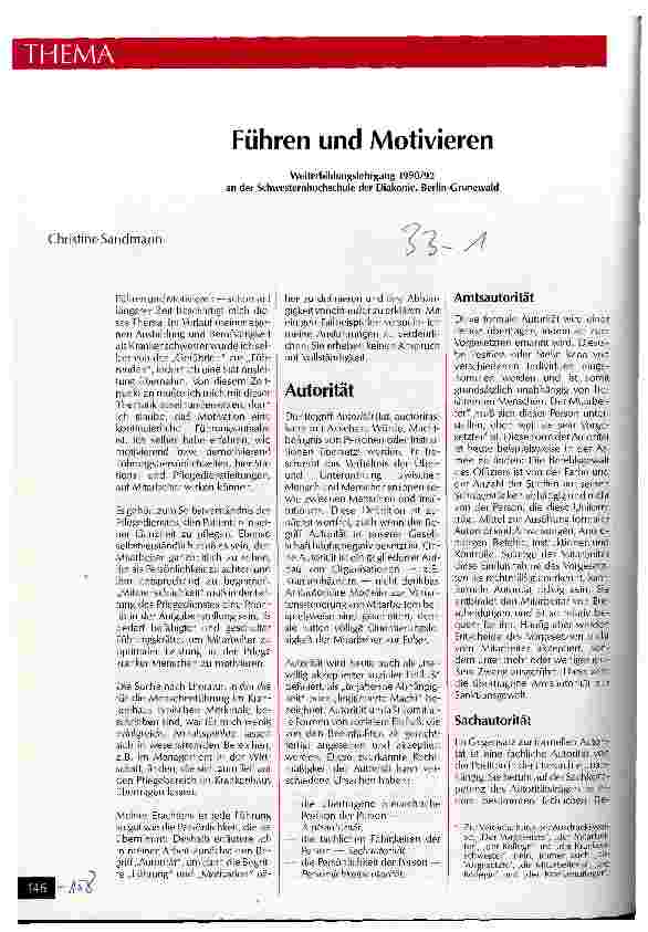 Vorschauseite 1: Führen und motivieren Weiterbildungslehrgang 90/92, Schwesternhochschule, Berlin-Grünewald