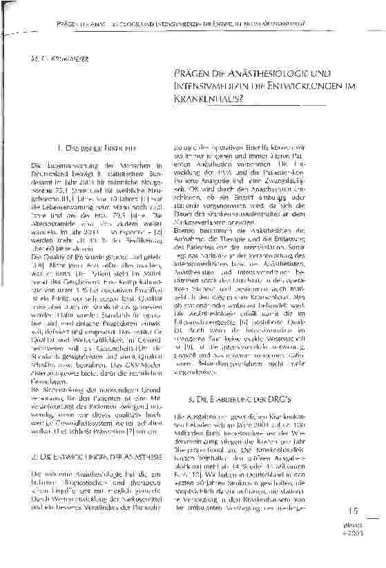 Vorschauseite 1: Prägen die Anästhesiologie und Intensivmedizin die Entwicklungen im Krankenhaus?