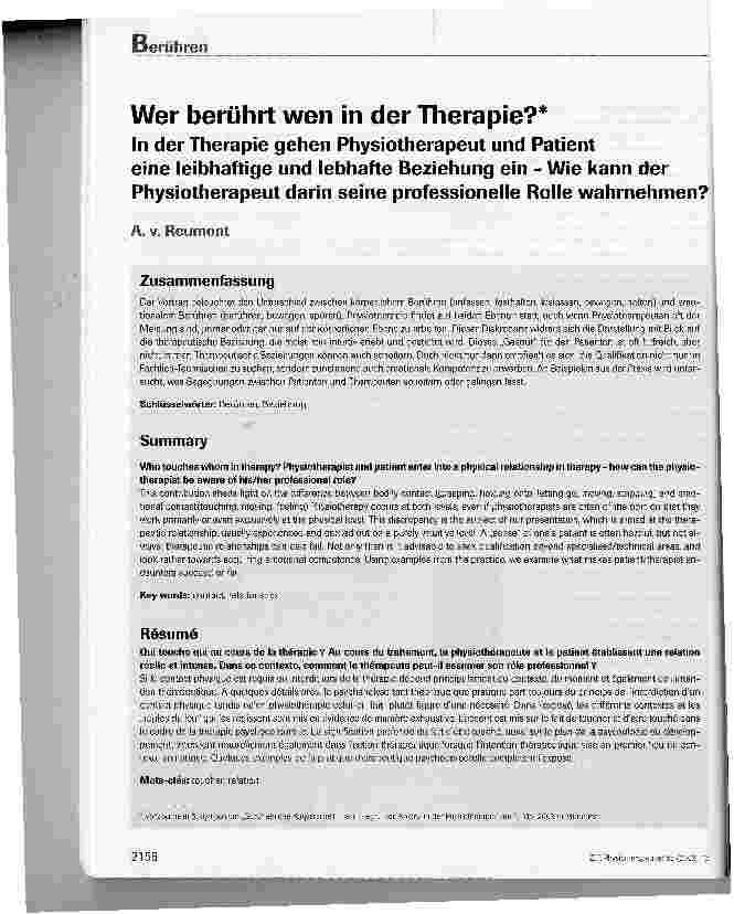 Vorschauseite 1: Wer berührt wen in der Therapie?