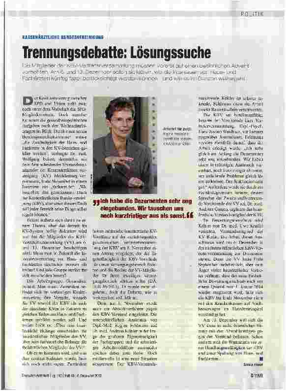 Vorschauseite 1: Trennungsdebatte: Lösungssuche