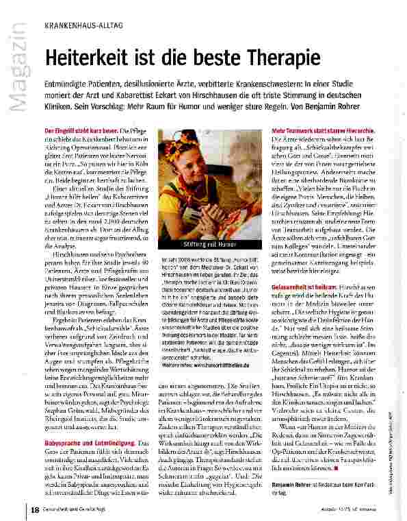 Vorschauseite 1: Heiterkeit ist die beste Therapie