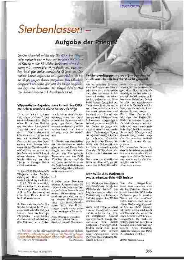 Vorschauseite 1: Sterbenlassen - Aufgabe der Pflege?