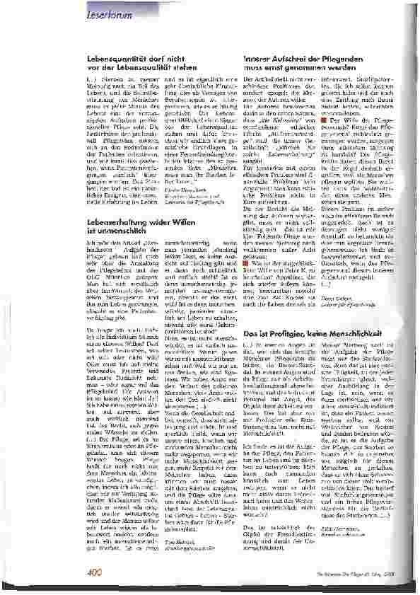Vorschauseite 2: Sterbenlassen - Aufgabe der Pflege?