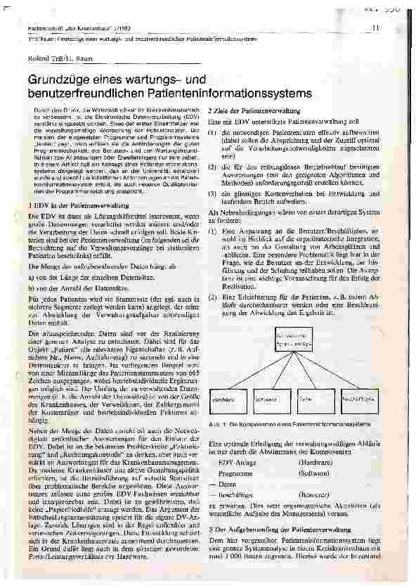 Vorschauseite 1: Grundzüge eines wartungsfreundlichen und benutzerfreundlichen Patienteninformationssystem