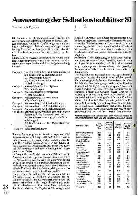 Vorschauseite 1: Auswertung der Selbstkostenblätter 81