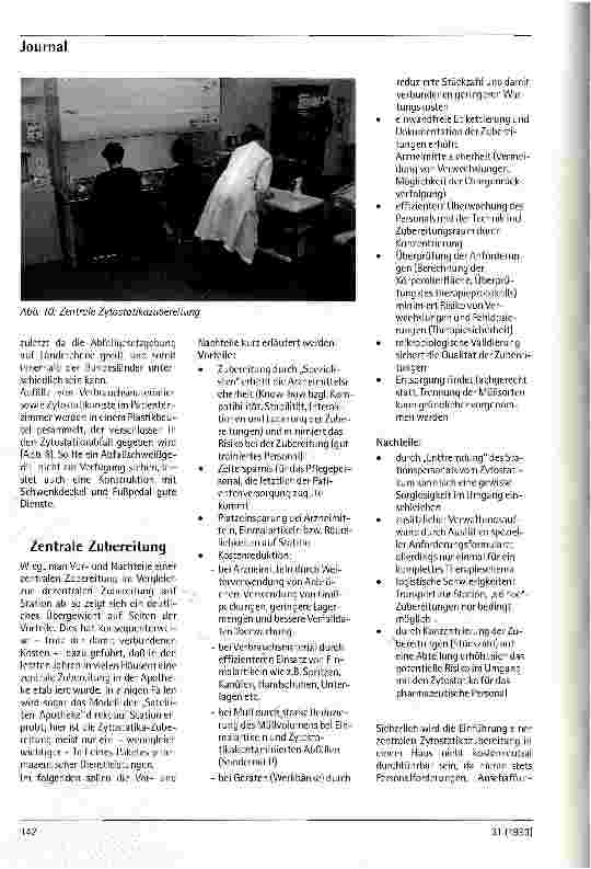 Vorschauseite 4: Umgang mit Zytostatika - Was ist zu beachten? Teil 2 Aus der Zentralapotheke d. Medizinischen Hochschule Hannover
