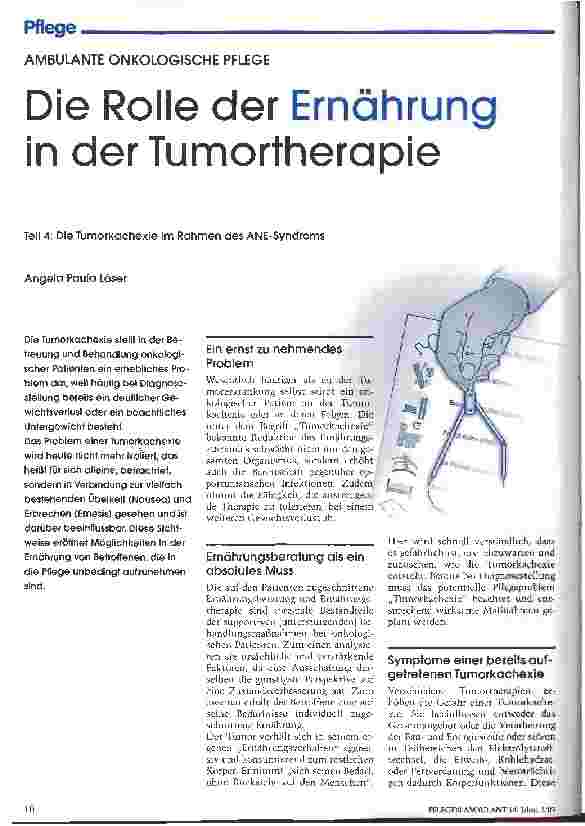 Vorschauseite 1: Die Rolle der Ernährung in der Tumortherapie Teil 4