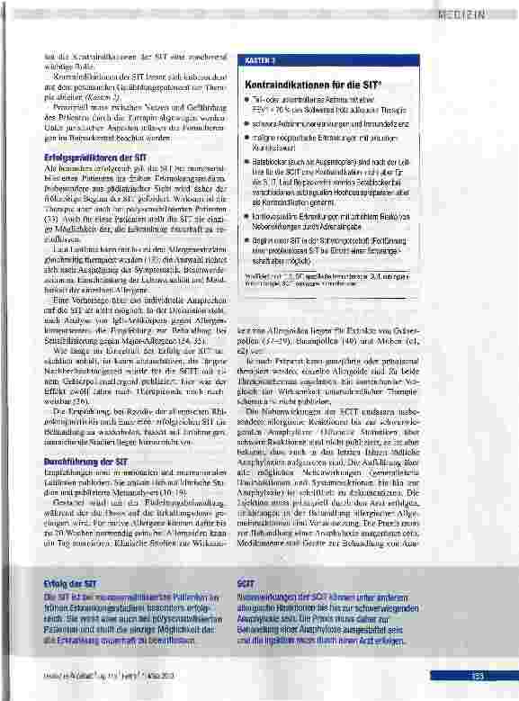 Vorschauseite 6: Spezifische Immuntherapie -Indikation und Wirkungsweise