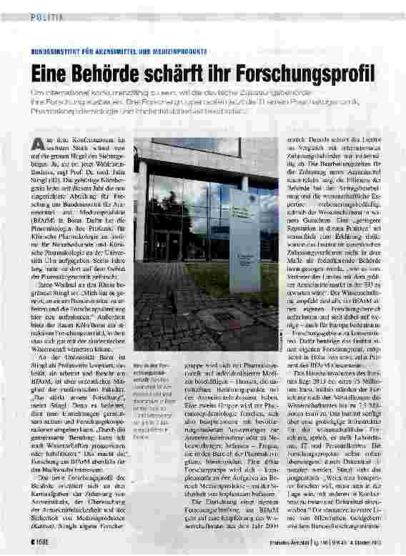 Vorschauseite 1: Eine Behörde schärft ihr Forschungsprofil