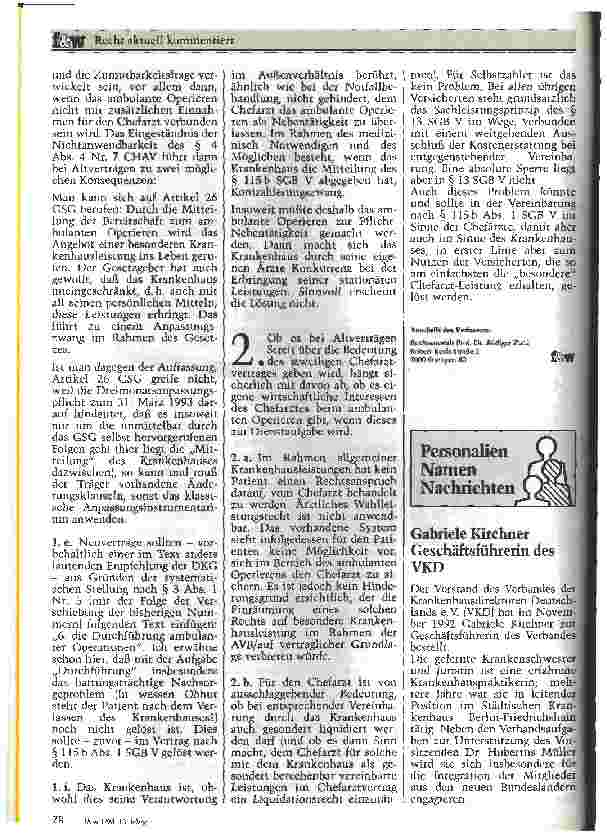 Vorschauseite 3: Ambulantes Operieren und Chefarzt-Vertrag