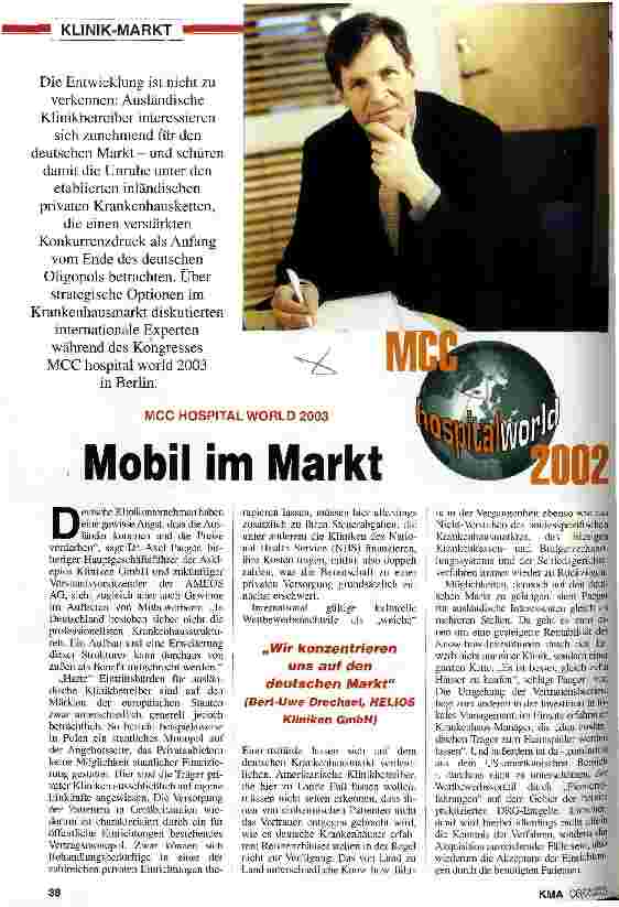 Vorschauseite 1: MCC hospital world 2003 Mobil im Markt