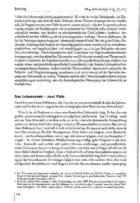 Vorschauseite 2: Versorgung am Lebensende in Gesellschaften des langen Lebens