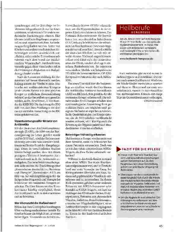 Vorschauseite 2: Infektionen mit multiresistenten Erregern Bekommen wir die Problemkeime in den Griff?