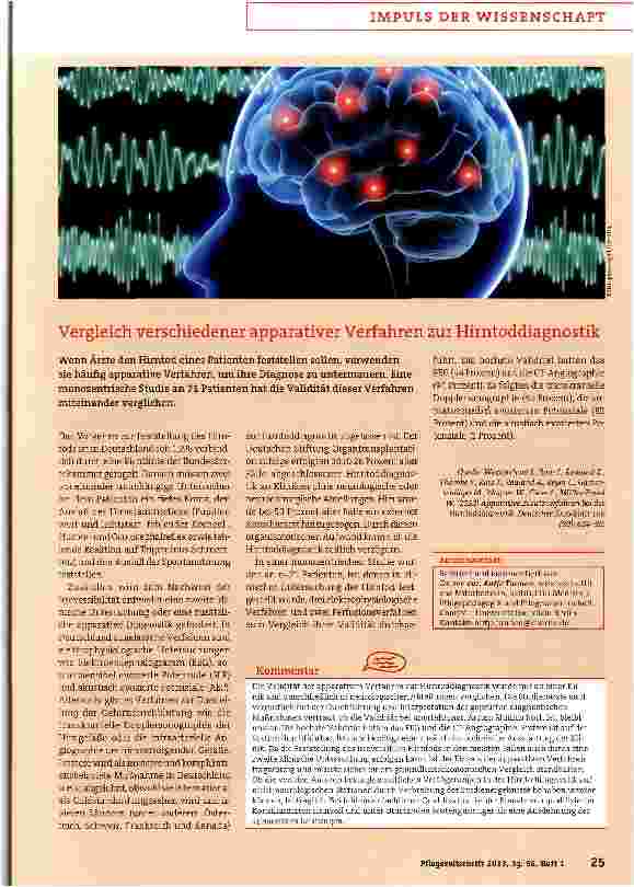 Vorschauseite 1: Vergleich verschiedener apparativer Verfahren zur Hirntoddiagnostik