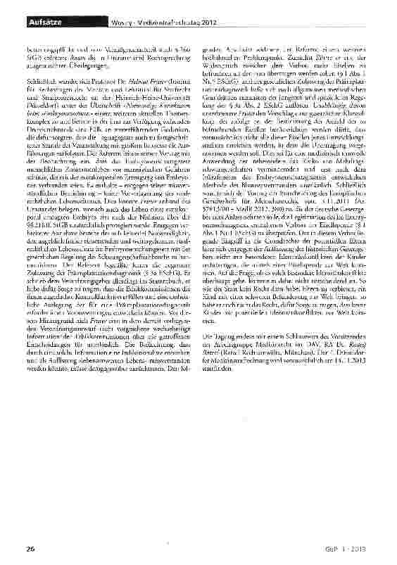 Vorschauseite 3: Tagungsbericht vom 3. Düsseldorfer Medizinstrafrechtstag 2012