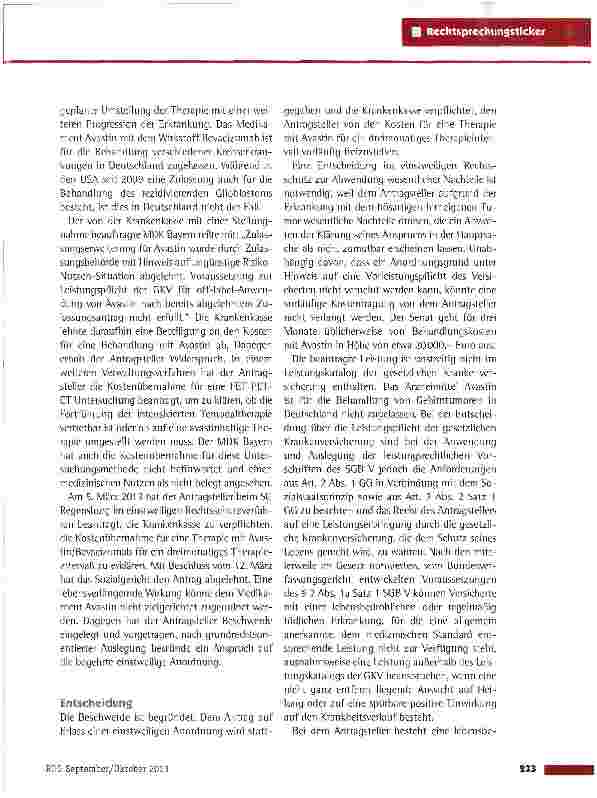 Vorschauseite 2: Anspruch auf off-label-Anwendung bei lebensbedrohlicher Erkrankung