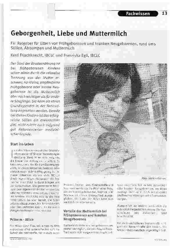 Vorschauseite 1: Geborgenheit, Liebe und MuttermilchEin Ratgeber für Eltern von Frühgeborenen und kranken Neugeborenen, rund ums Stillen, Abpumpen und Muttermilch