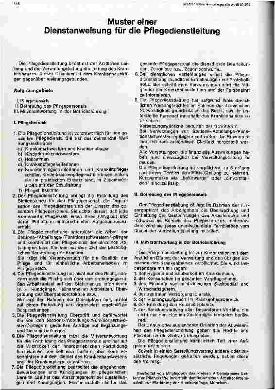 Vorschauseite 1: Muster einer Dienstanweisung für die Pflegedienstleitung