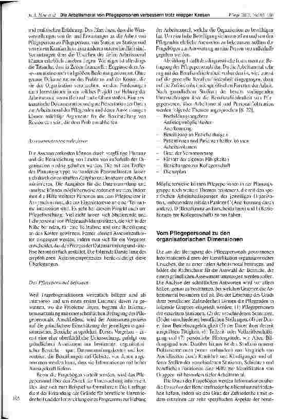 Vorschauseite 2: Die Arbeitsmoral von Pflegepersonen verbessern trotz knapper Kassen 2. Teil: Programmplanung