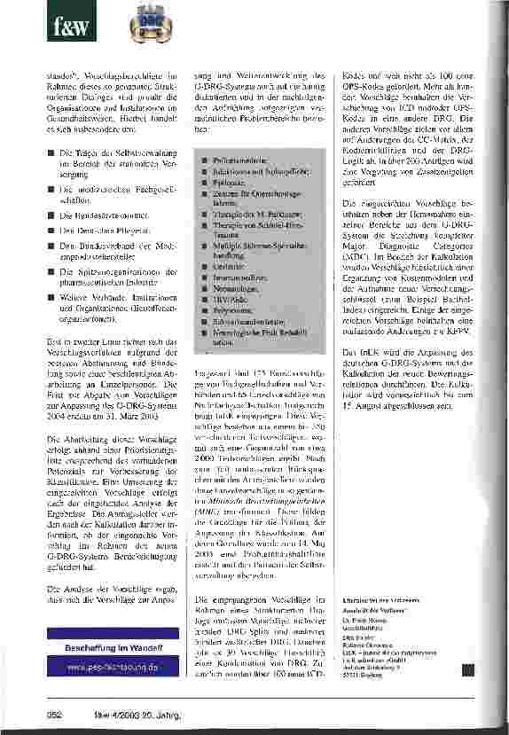 Vorschauseite 3: Aktueller Stand der Umsetzung und Weiterentwicklung des G-DRG-Systems im InEK