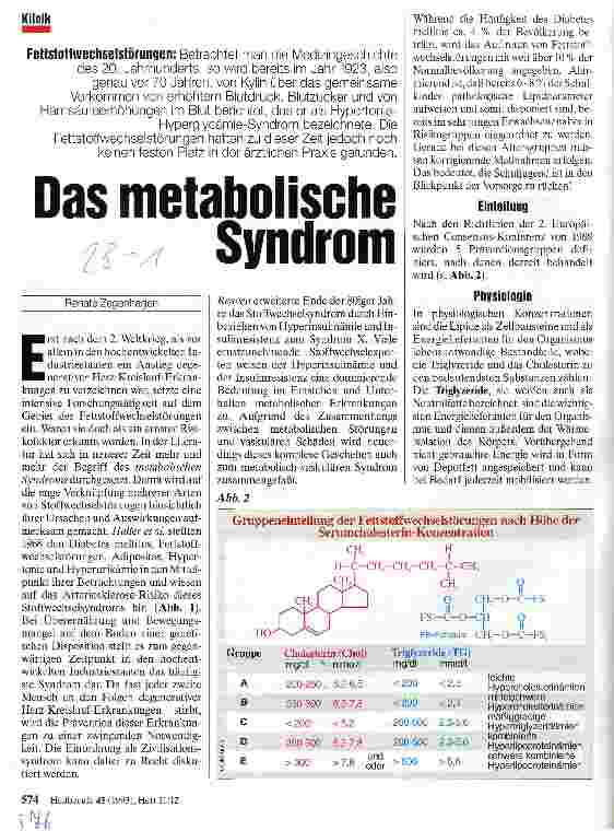 Vorschauseite 1: Das metabolische Syndrom Fettstoffwechselstörungen