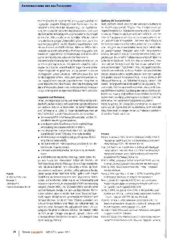 Vorschauseite 3: Vom Beruf zur Profession: Zur Entwicklung der Logopädie